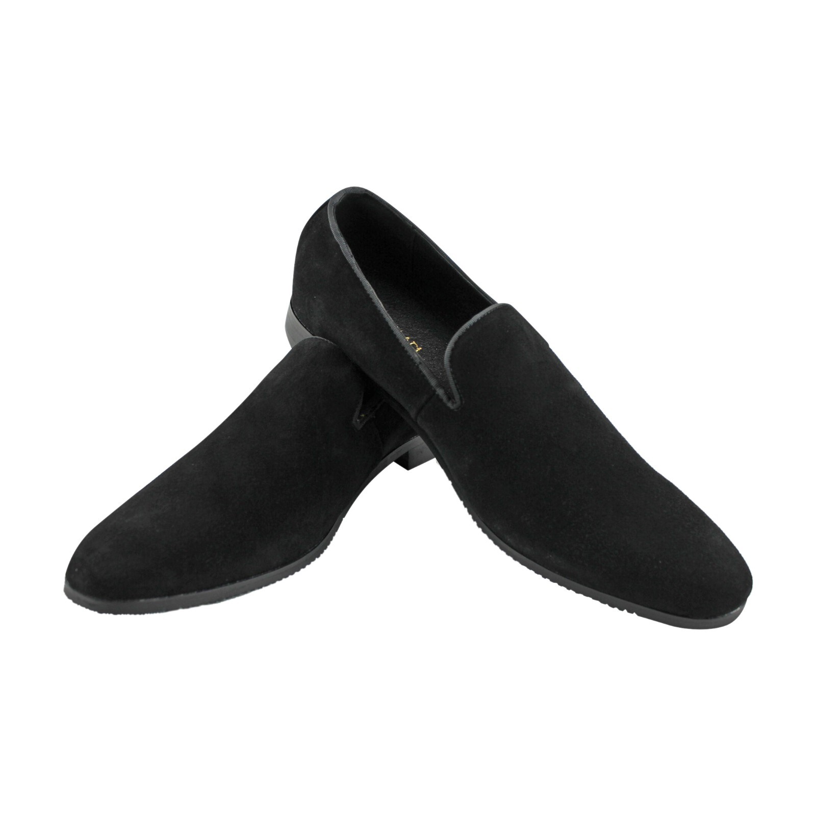 Black Genuine Real Suede Mens Plain Dress Shoes Slip On Loafer By AZAR MAN