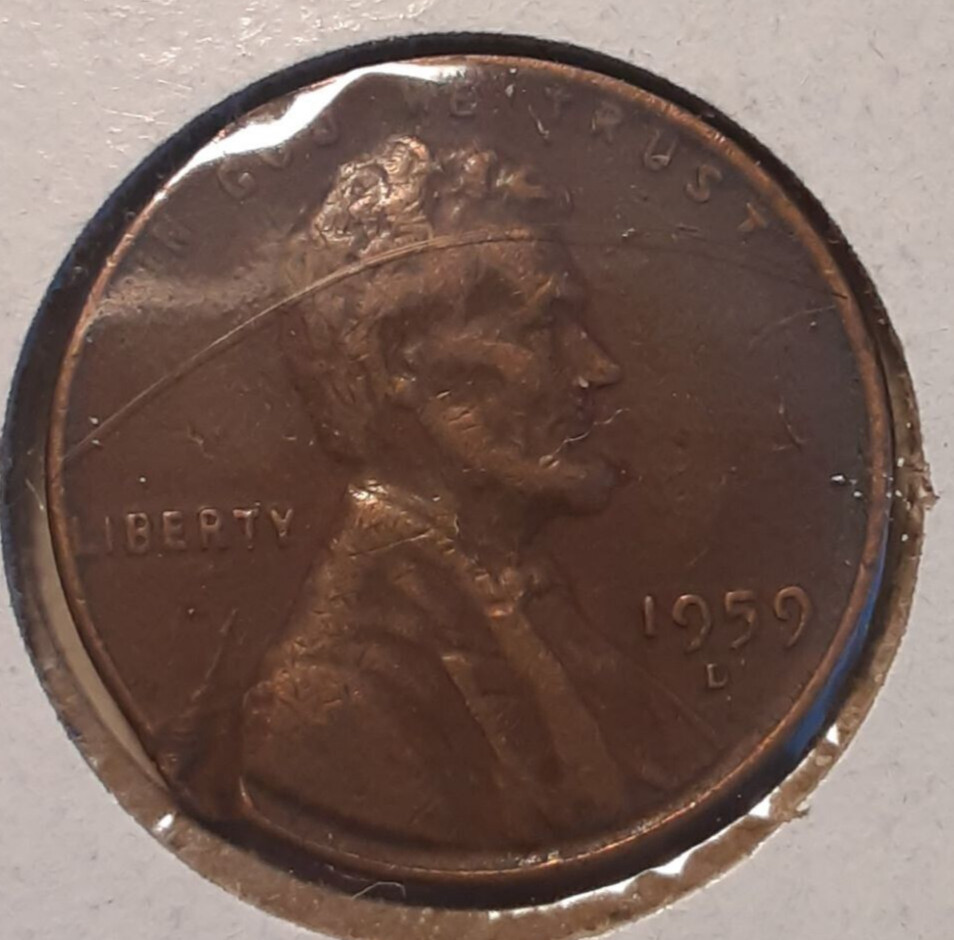 1959-D Lincoln Memorial Penny Error on Rim Denver Mint (#40b-7338)