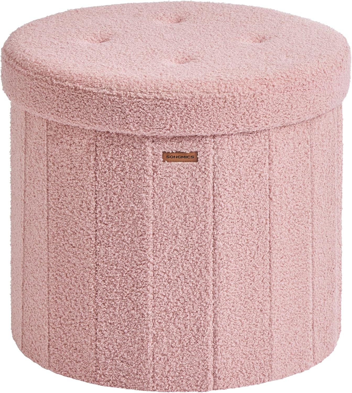 Collection Round Storage Ottoman Folding Footrest Stool W/ Removable Lid Indoor