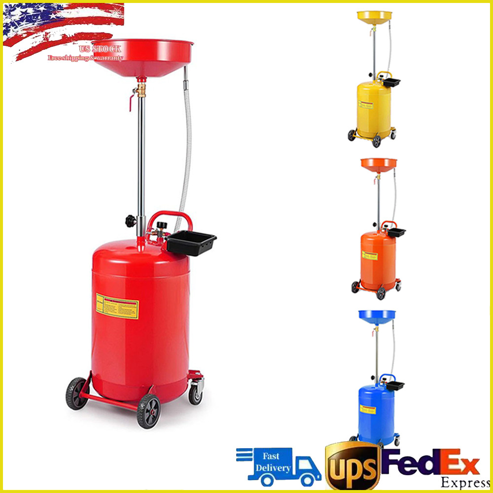 8/20 Gallon Portable Oil Drain Tank with Lift Pan–Heavy-Duty Waste Oil Collector