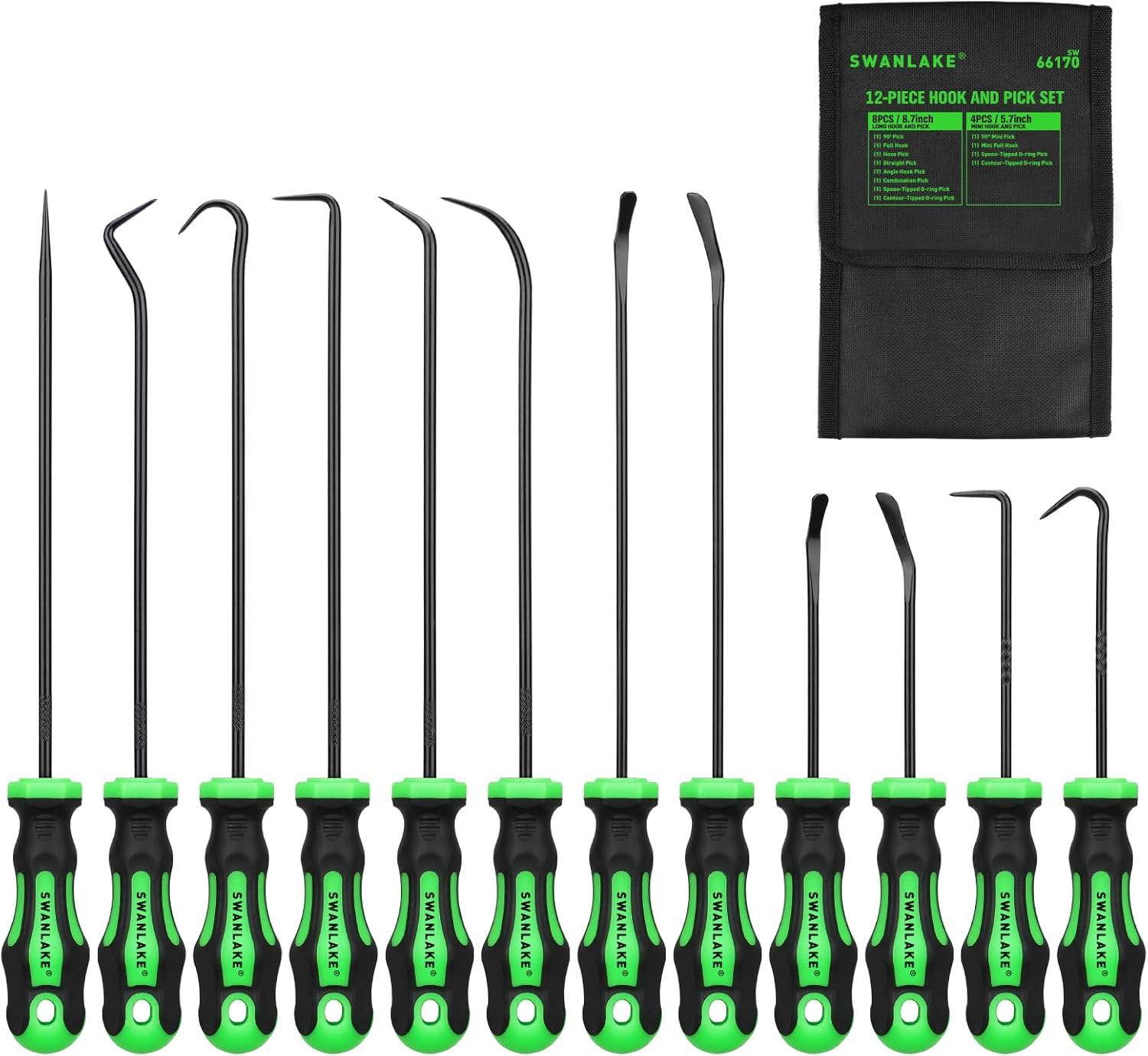 12-Piece Pick and Hook Tool Set, Automotive Mechanic Tools, Car Auto Oil Seal/O-