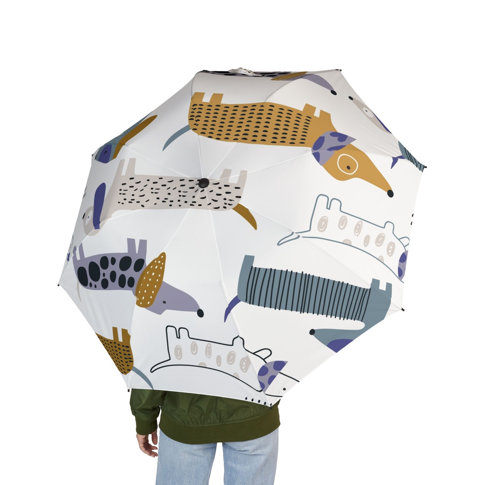 Abstract Dachshund Pattern Umbrella | Foldable Rain Parasol