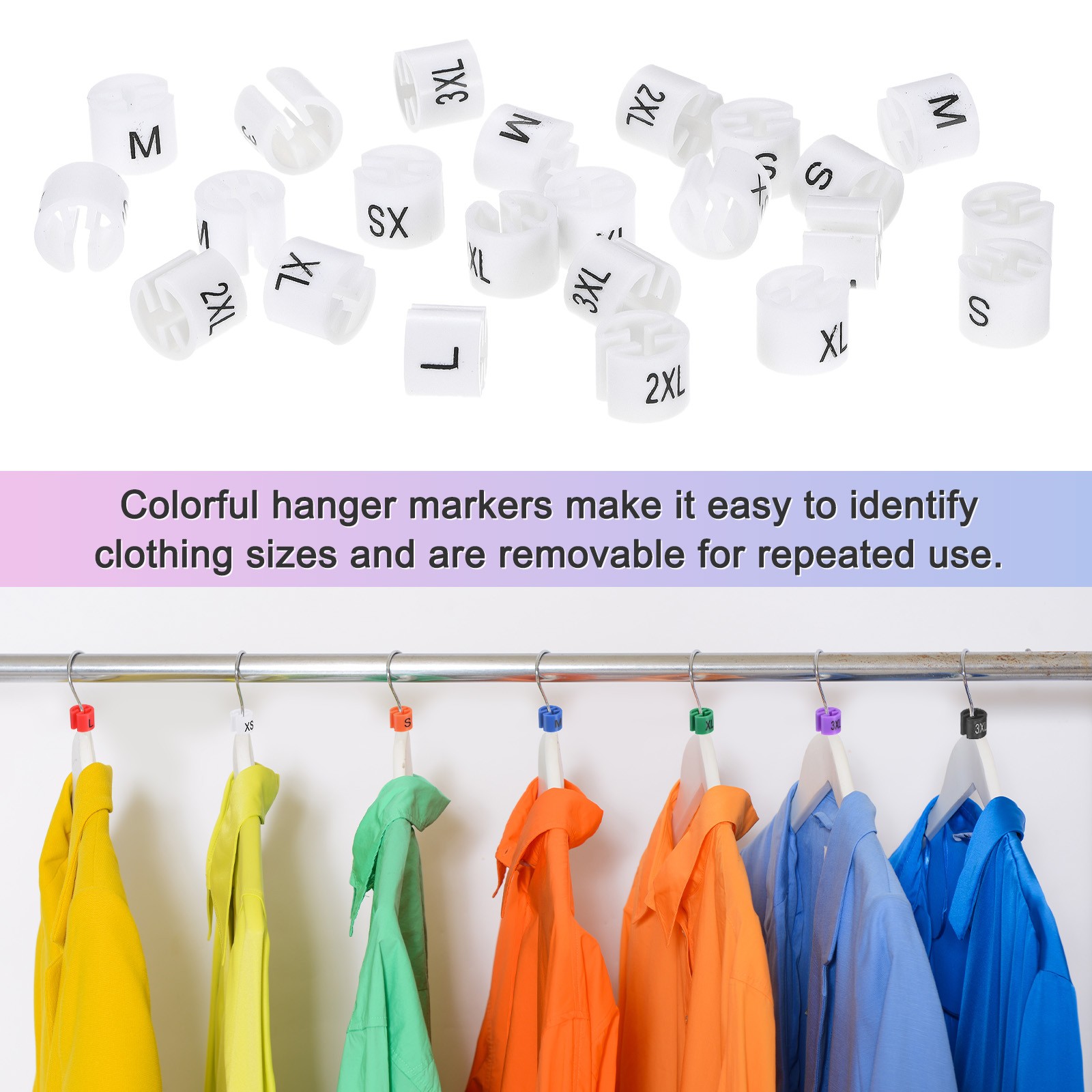300-Pack Plastic Clothes Hanger Markers S Size for 3mm Rod[White]