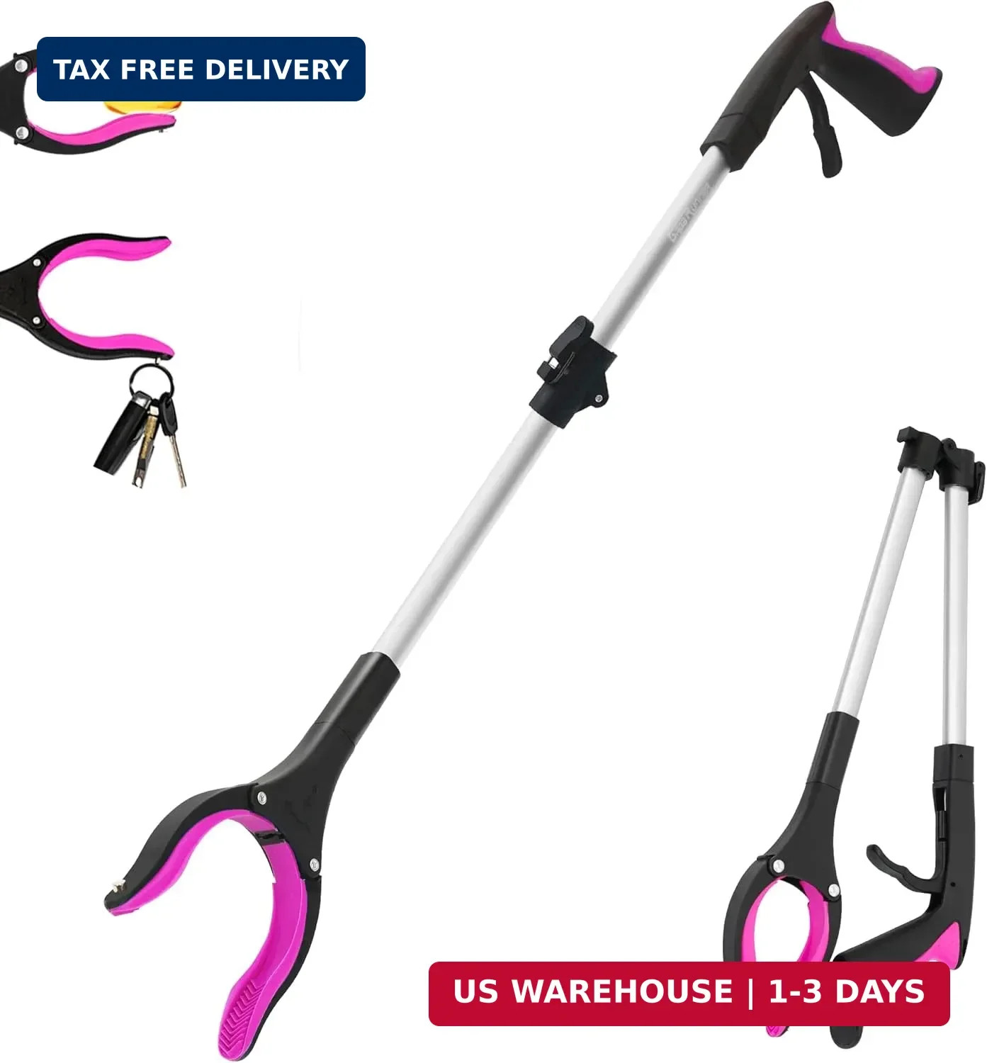 32 inch Heavy Duty(up to 10 lbs) Reacher Grabber Tool with Strong Mag