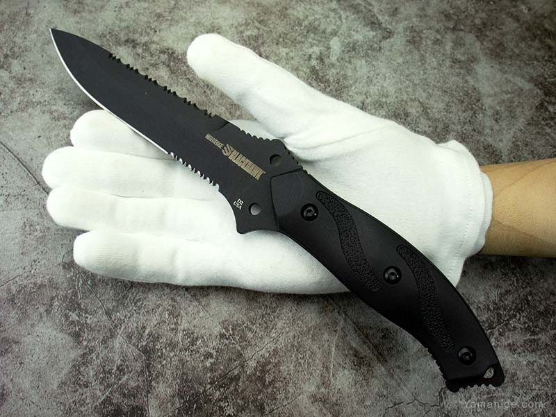 Blackhawk Nightedge Fixed Blade Knife, Combo Edge (BH15NE10BK)