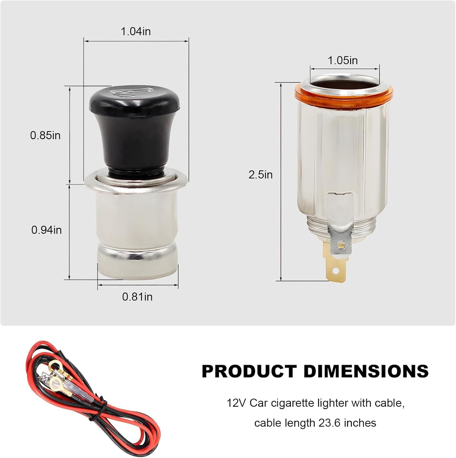 DC 12V Vehicle Cigarette Lighter Element Socket Plug with Eject Button, Unive...