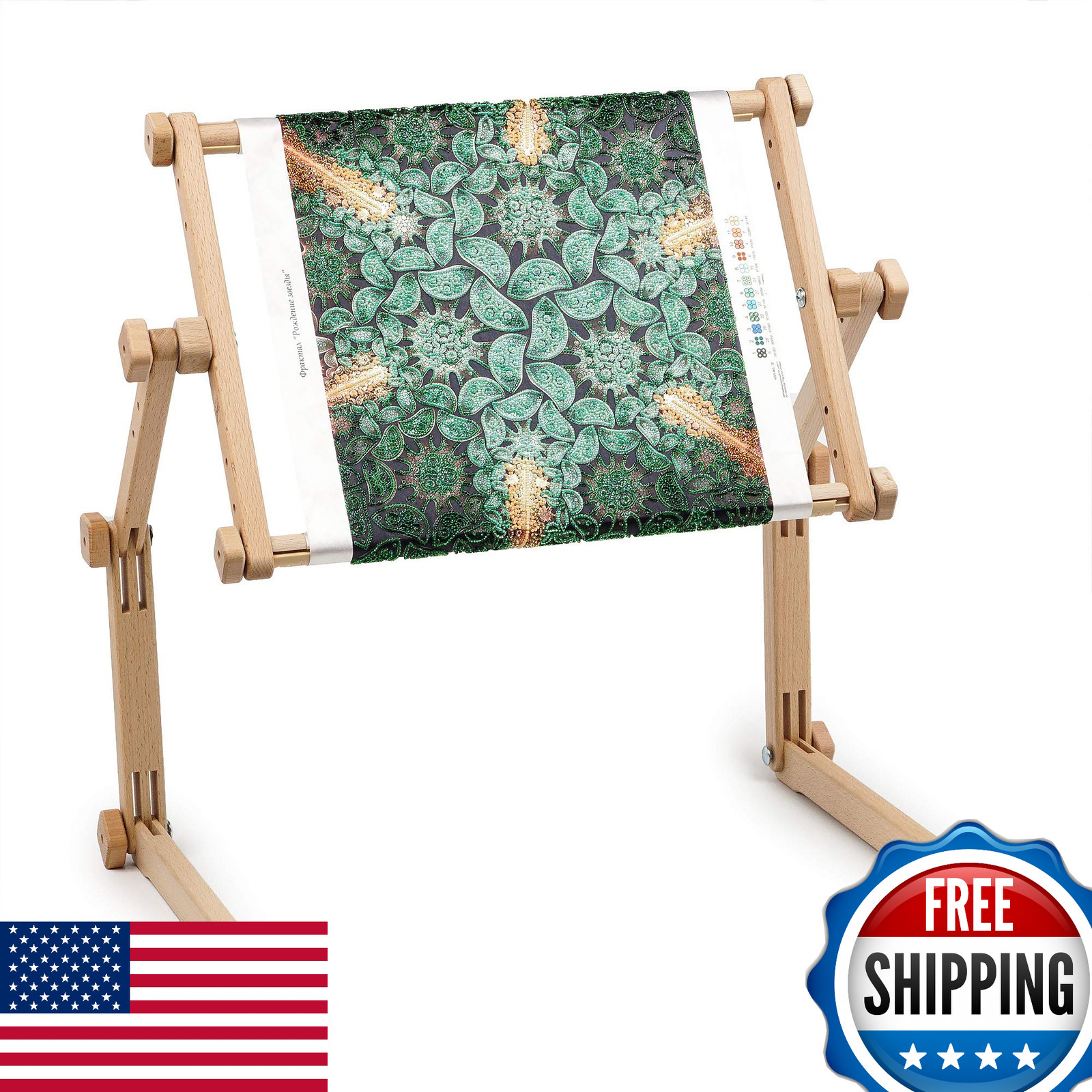 Needlework Table and Lap Hands-Free Stand with Adjustable Frame Made of Organic