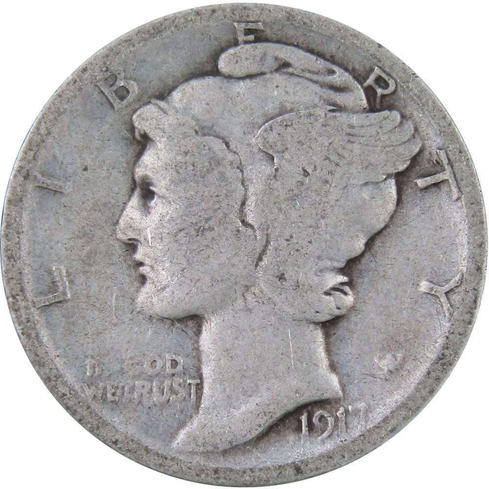 1917 Mercury Dime Circulated Silver 10c Coin Collectible