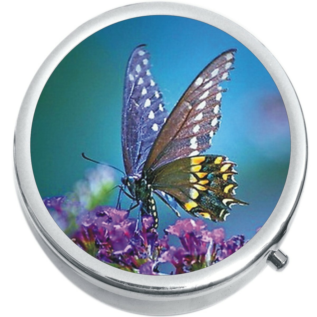 Butterfly Flowers Medicine Vitamin Pill Box
