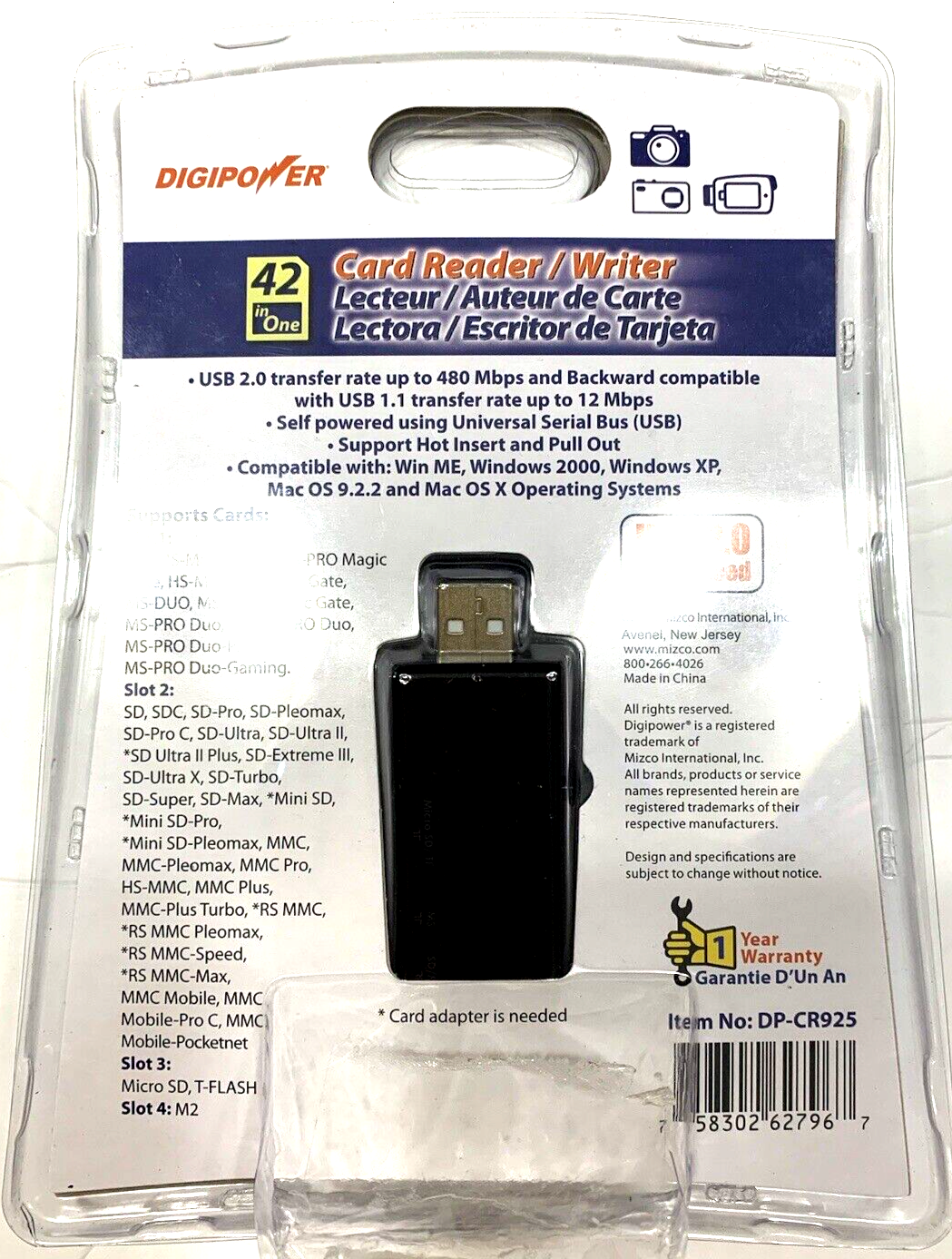 DIGIPOWER Card Reader / Writer 42 in One Model # DP-CR925 USB 2.0 Windows / Mac