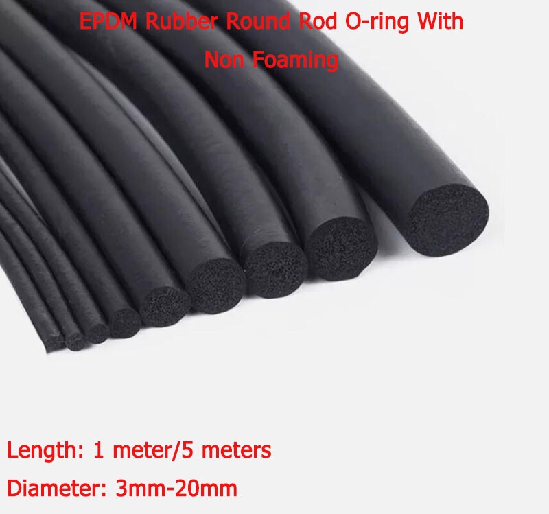 1/5-meter Solid EPDM Rubber Round Rod O-ring With Non Foaming Diameter of 3-20mm