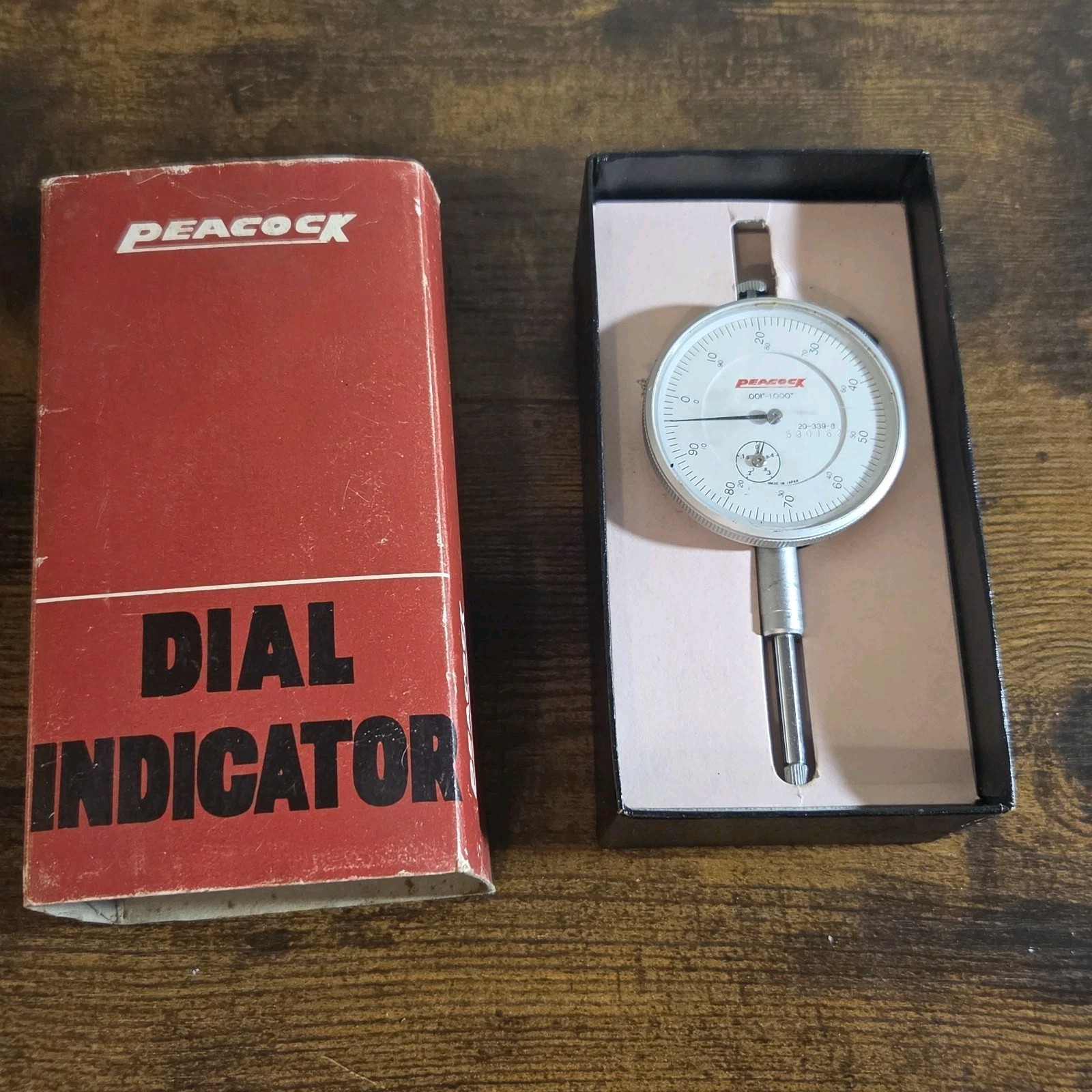 Vintage Japan Precision Instrument Peacock 20-333 Dial Indicator with Box