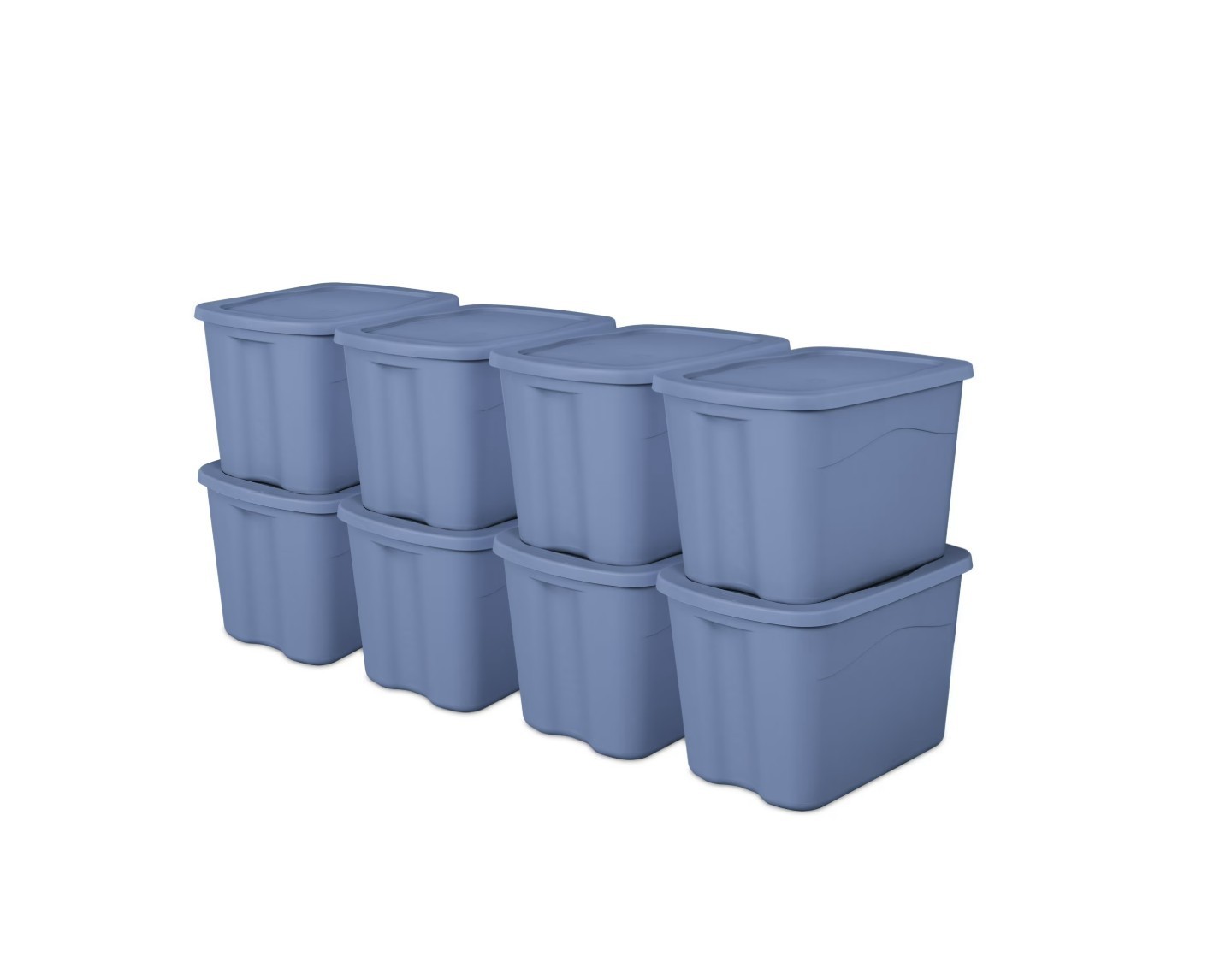 Sterilite Large Storage Tote 18 Gallon Snap Lid Blue 8-Pack