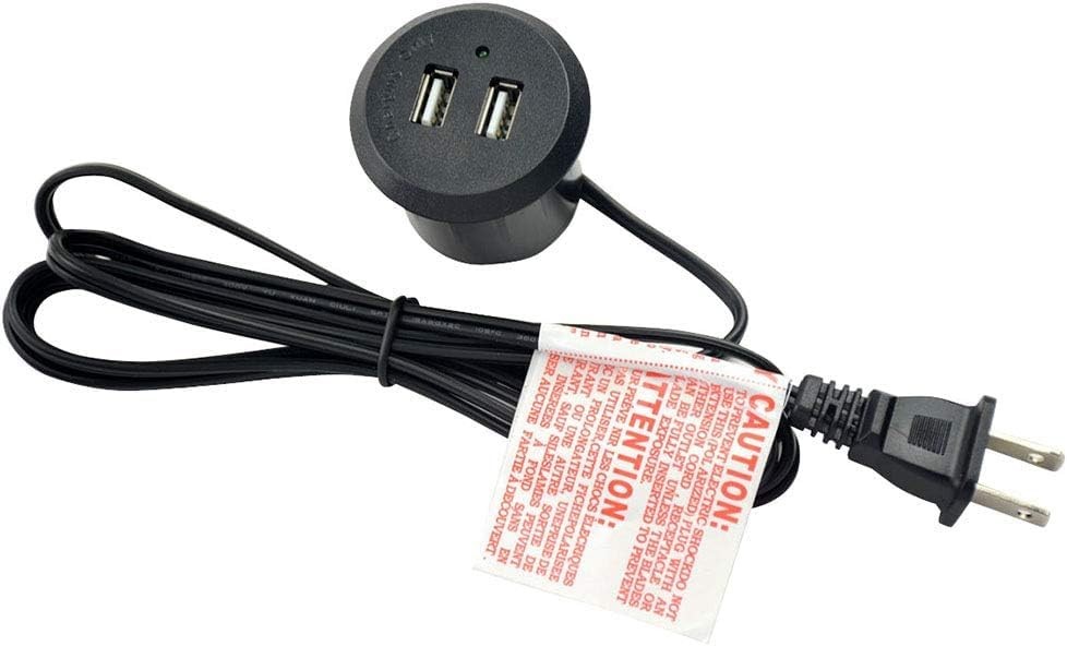 Recessed Desk Power Outlet USB Hub Charging Center 2 USB 10 ft Cord Nightstand