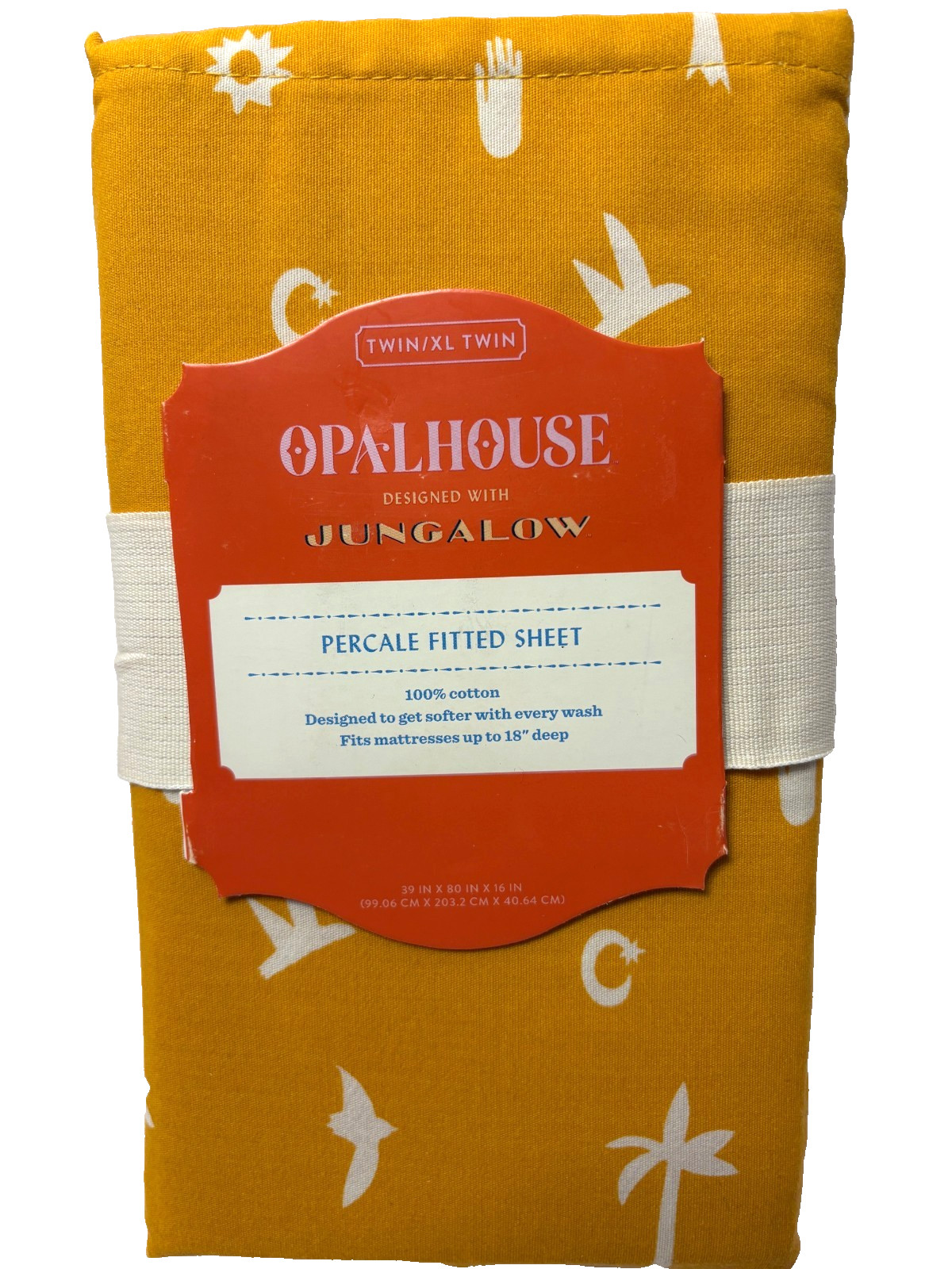 Opalhouse Jungalow Fitted Sheet Twin Mustard Yellow Cotton Percale