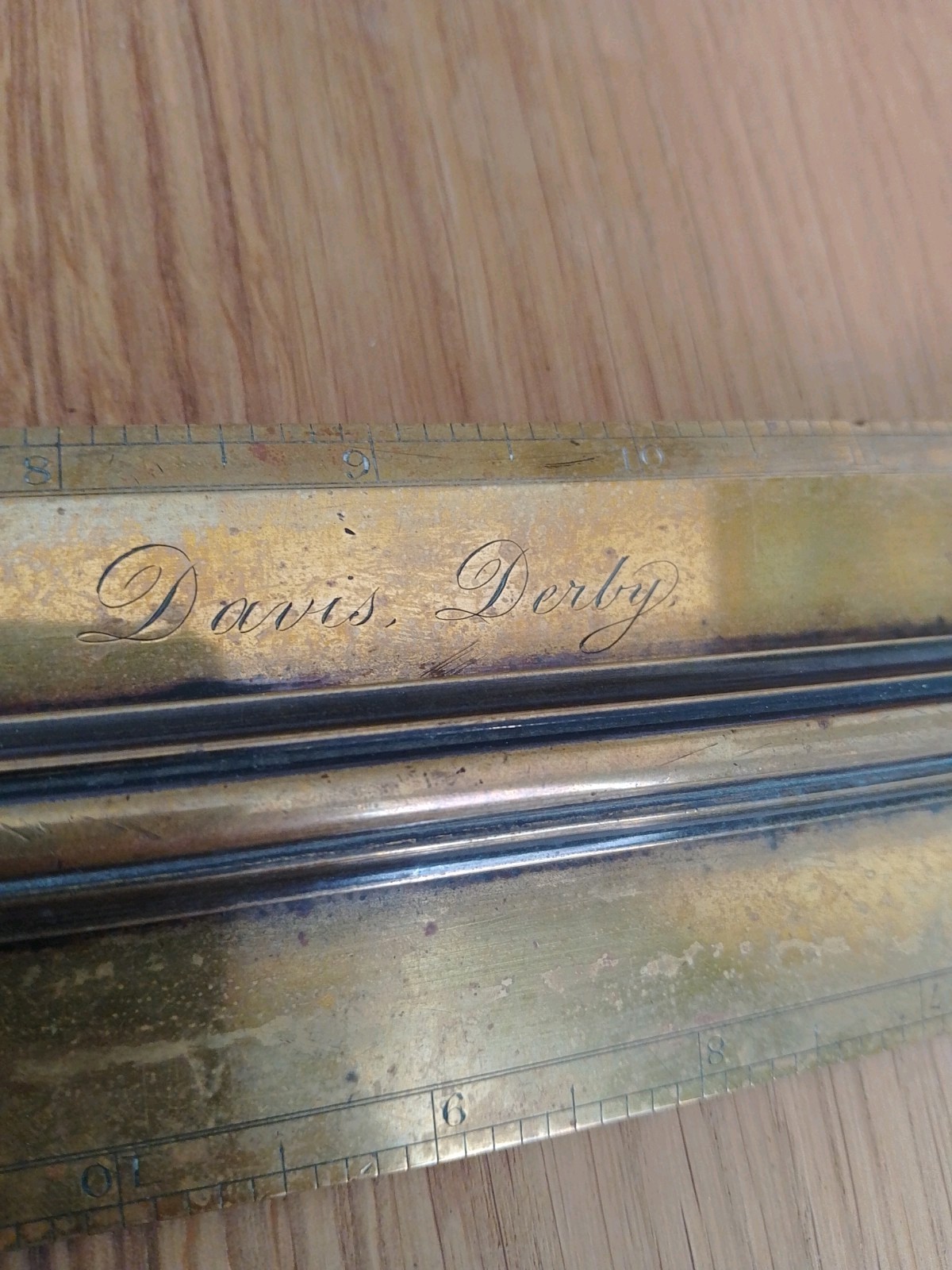 Rare Antique Large Davis Derby Brass Rolling Parallel Rule 18"