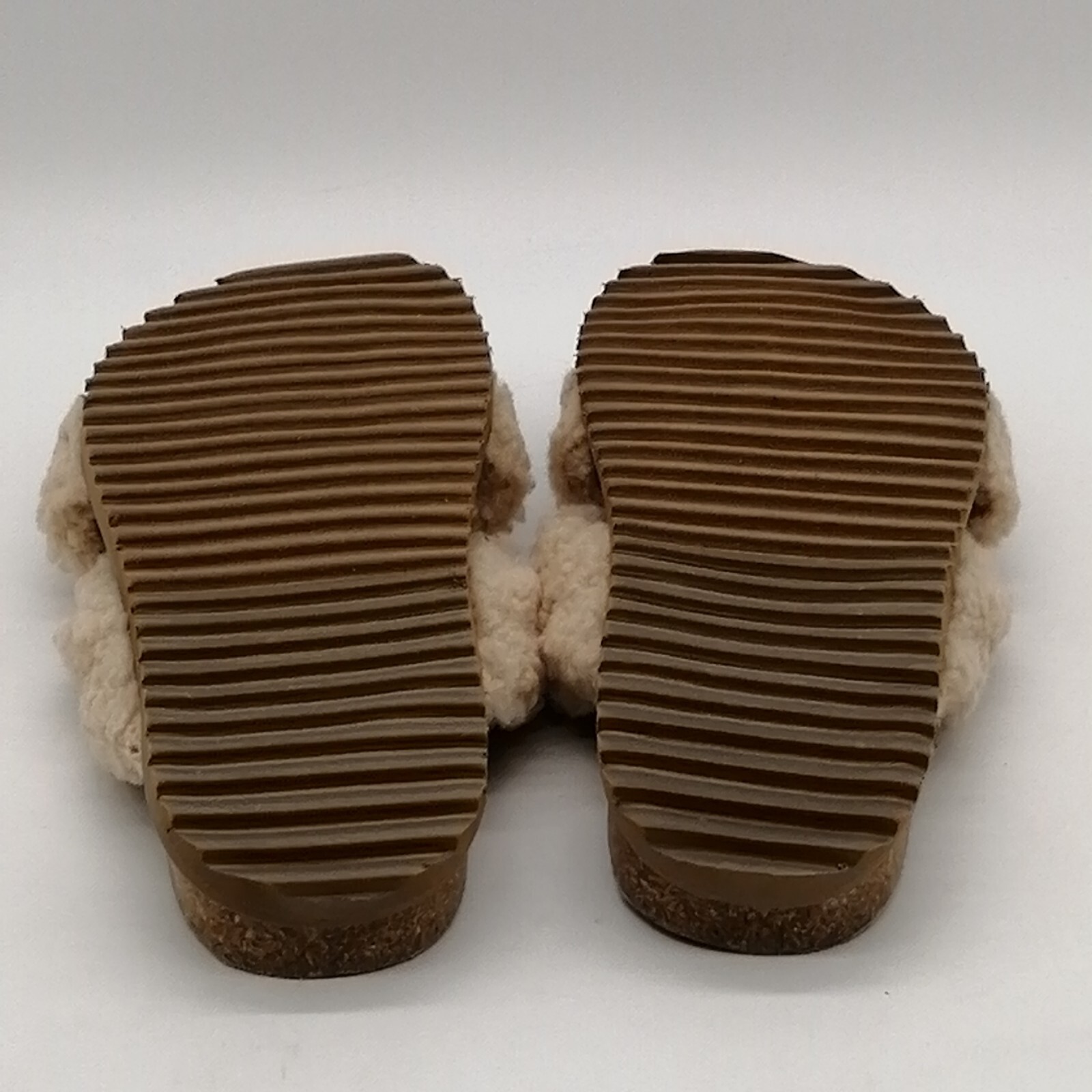 Treasure & Bond Womens Davina Fab Flat Heel Slide Slipper Tan Faux Fur Sz 7 M