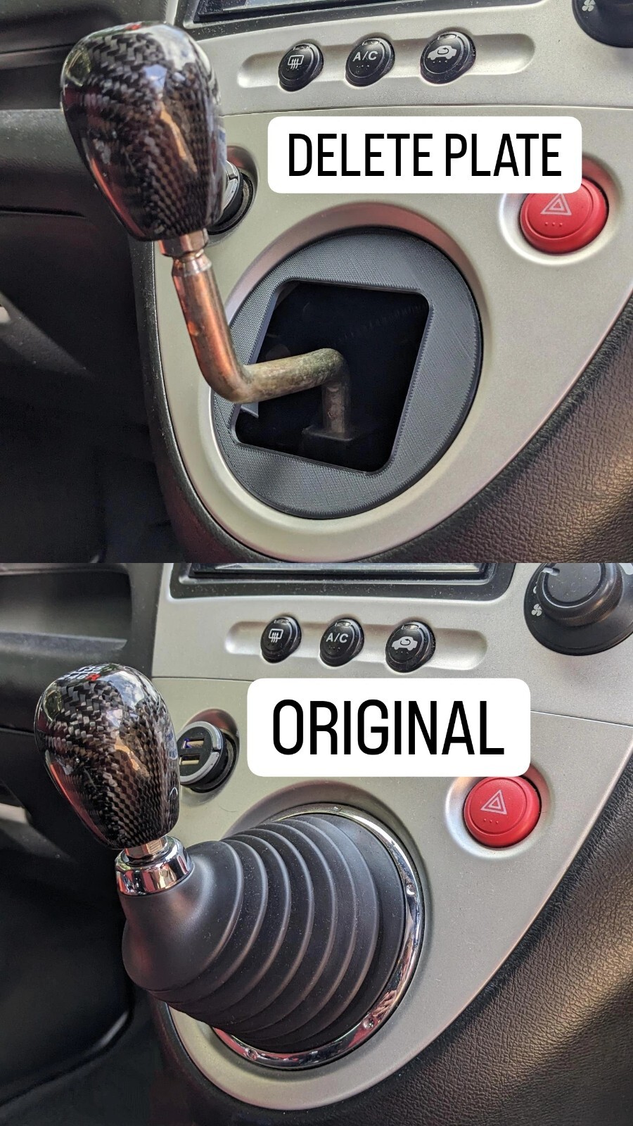 Honda Civic EP3 Type R Gear Shift Boot Delete Plate