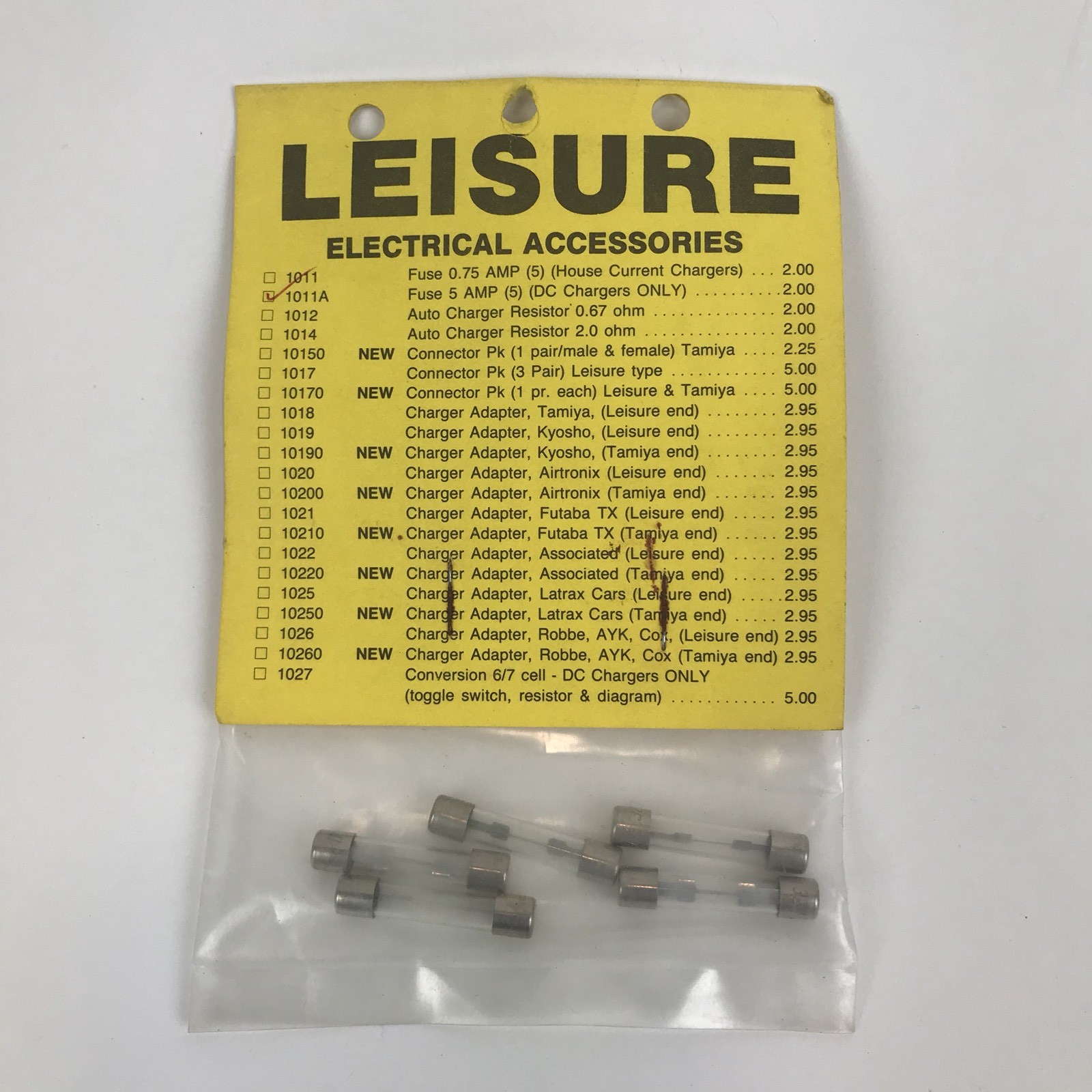 Leisure Vintage 5 Amp Fuse For DC Charger 1011A RC Vehicles Package Of 5