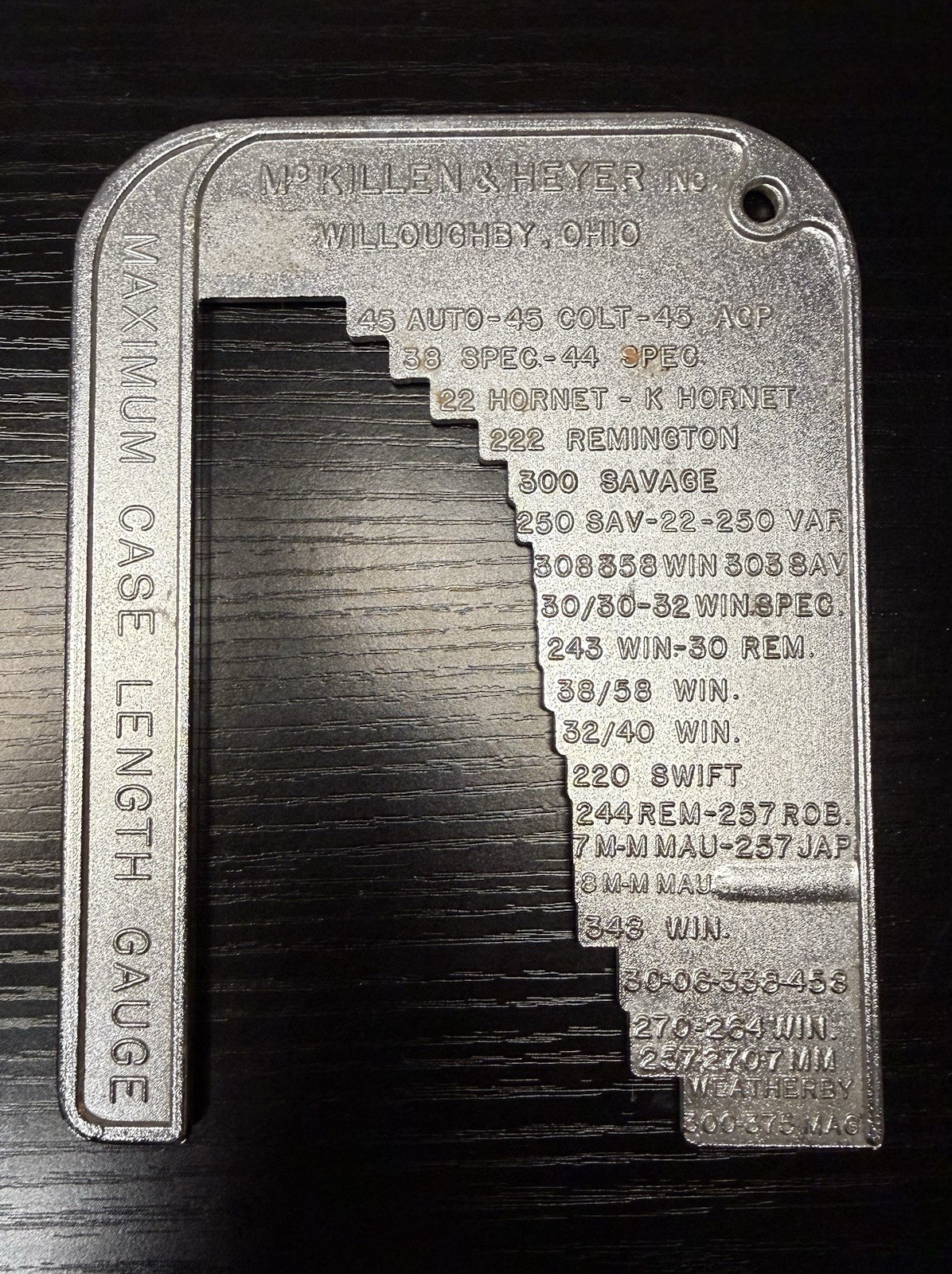 Vintage McKillen & Heyer Maximum Case Length Gauge