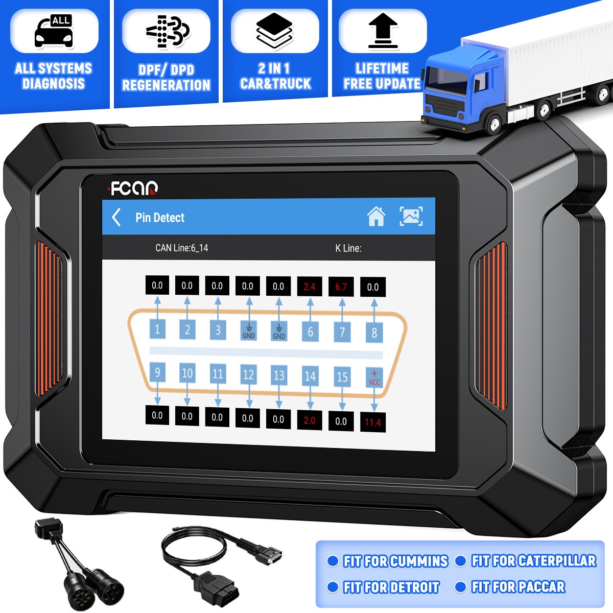 Heavy Duty Truck Scanner DPF Regen & OBD2 Diagnostic FCAR F803 Pro