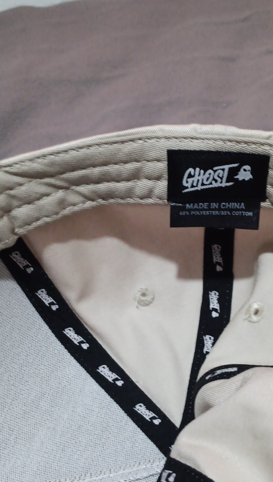 Ghost Beige Snapback Baseball Hat Adjustable 65% Polyester 35% Cotton