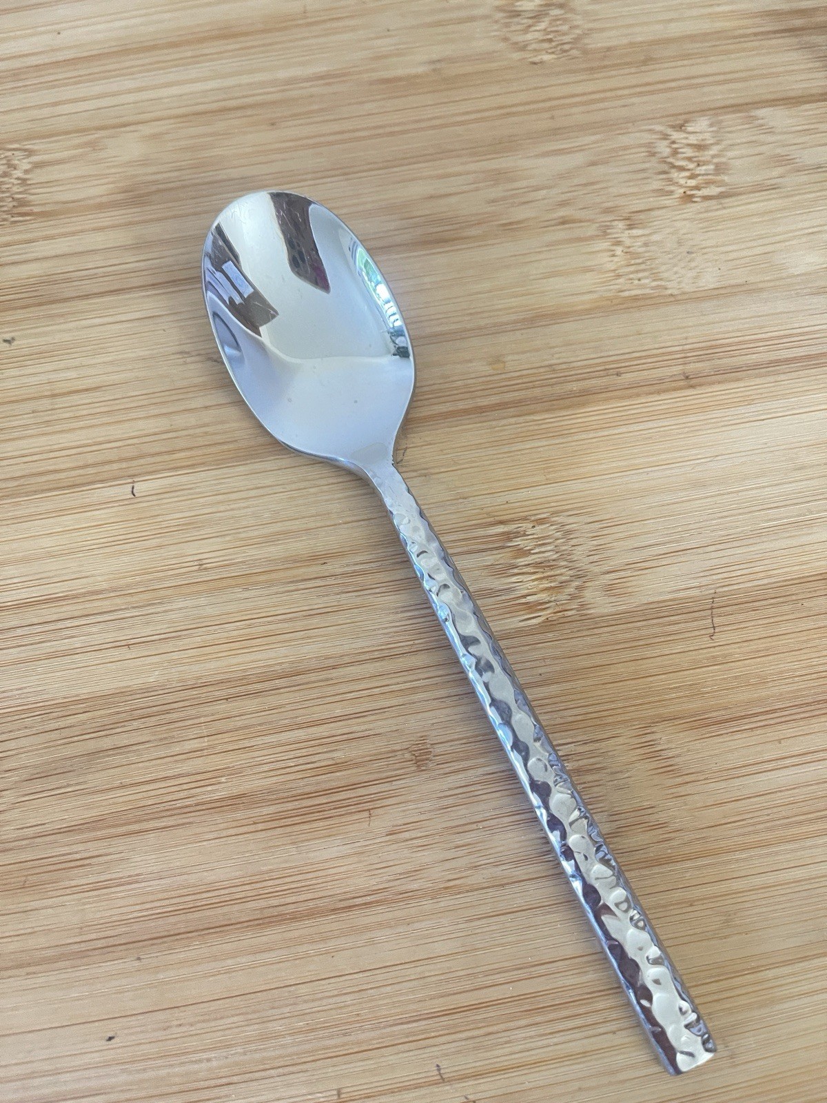 Ornative Glossy  Stainless HAMMERED Flat Tip TEASPOON 6.75"