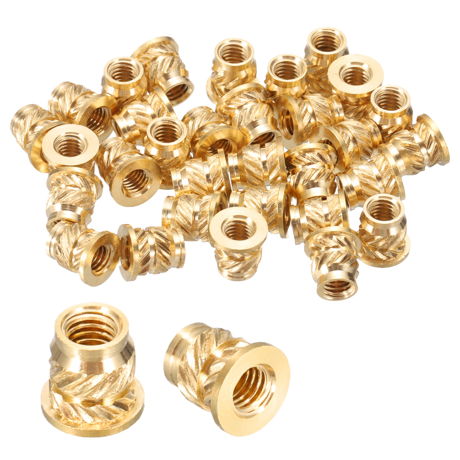 30 Pcs M3 x 5.4mm H x 4.6mm OD Brass Knurled Flange Threaded Inserts