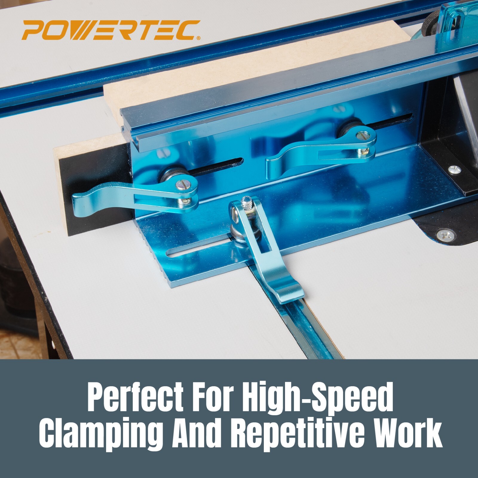POWERTEC Aluminum Cam Clamp 1/4 inch -20 Threaded Insert - 4 PK (71501)