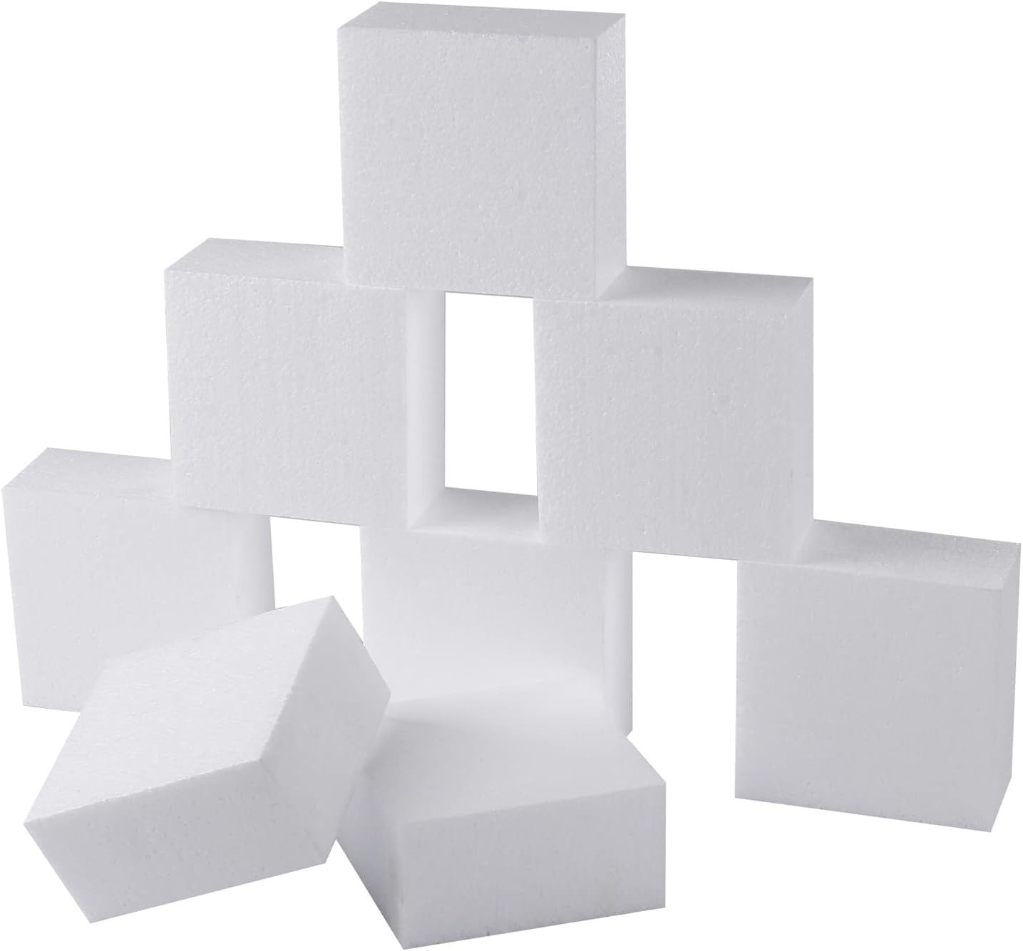 8 Pack Craft Foam Blocks Polystyrene Foam Bricks for Arts Sculpting, 4x4x2 Inch