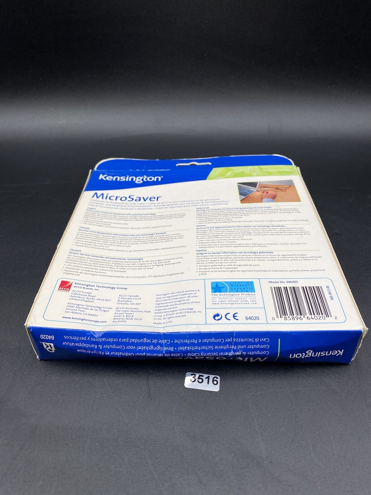 Kensington Lock MicroSaver Security Cable Key Locking Computer Peripheral 64020D
