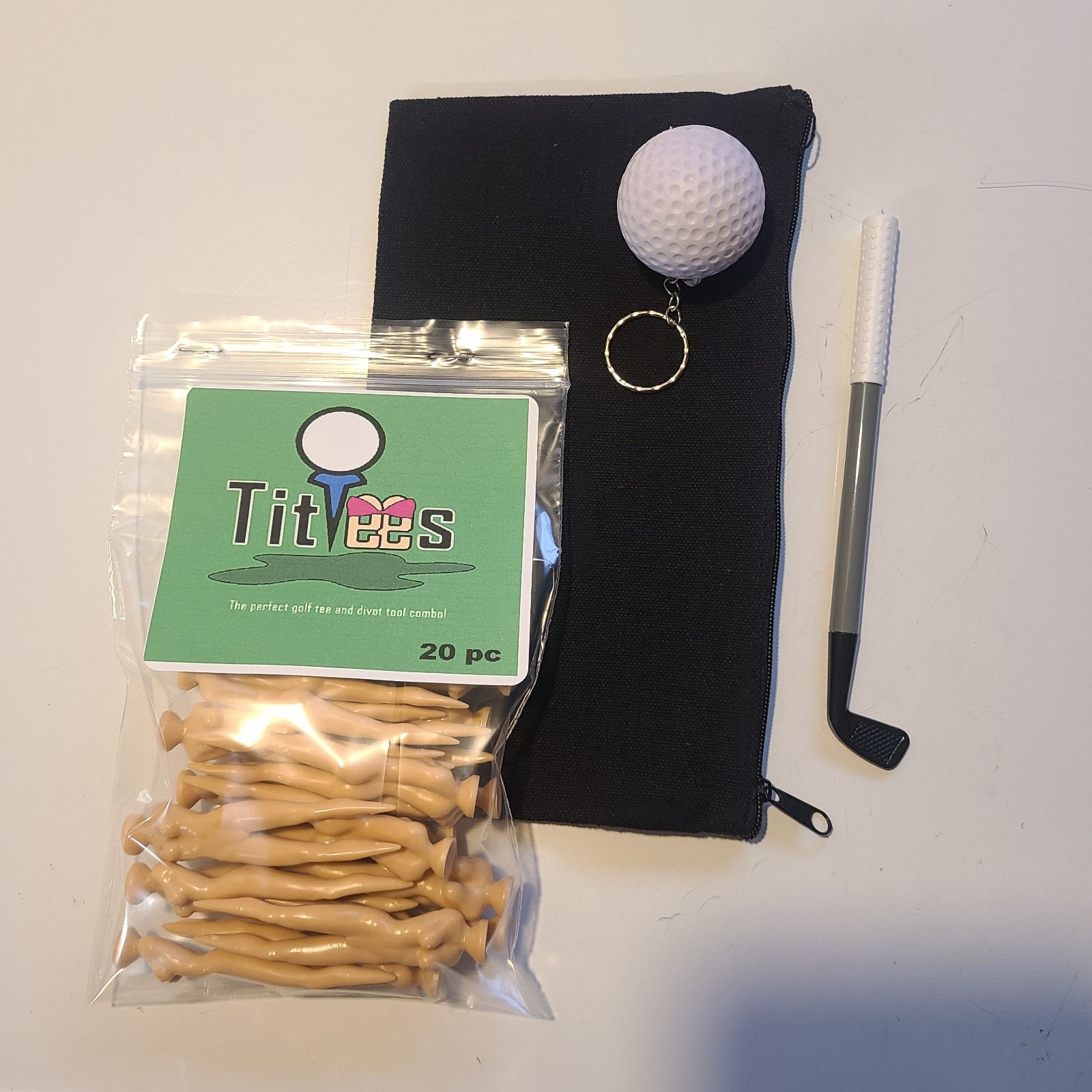 Naked Lady Golf Tees with Golf Ball Key Ring and Golf Club Pen