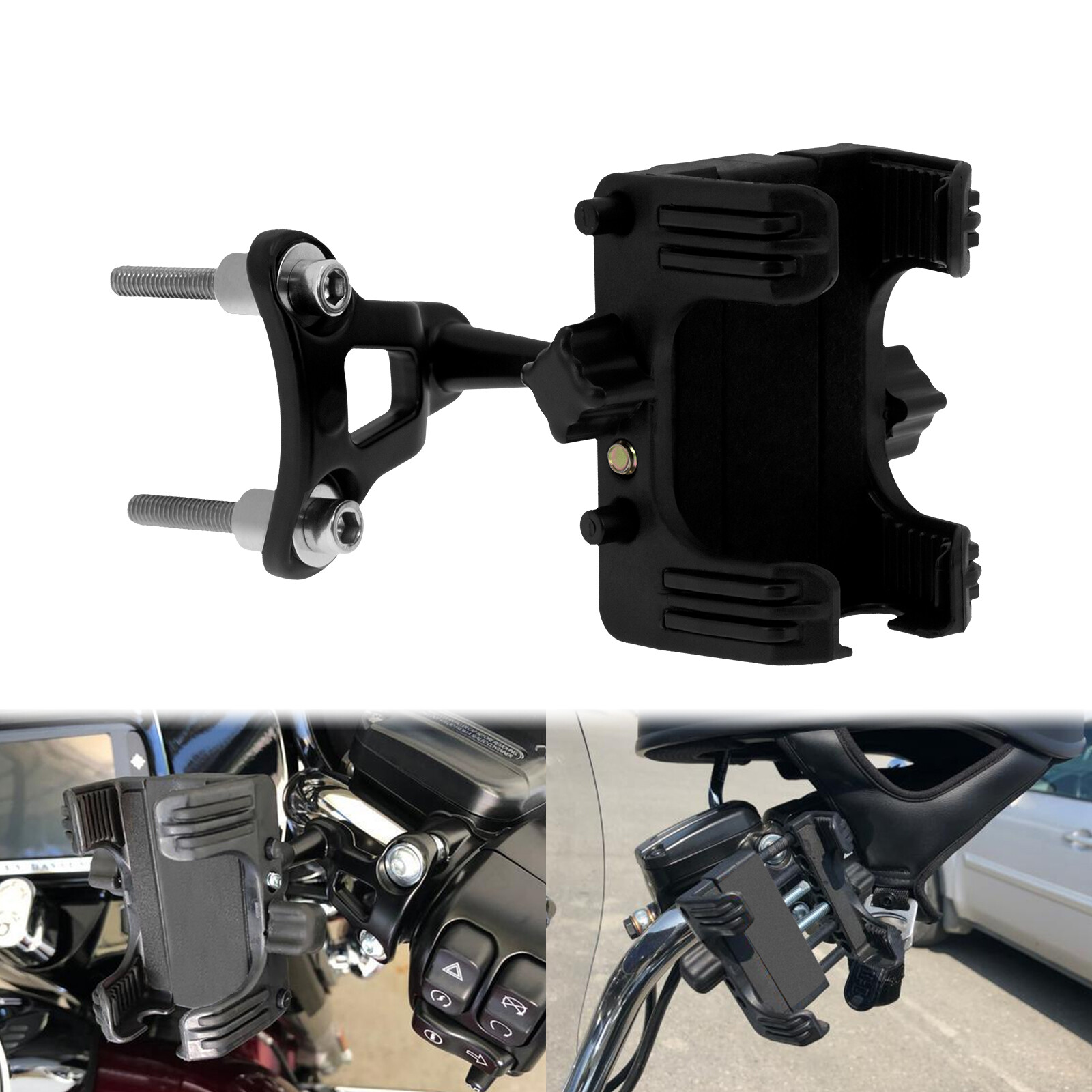 Motorcycle Black Cell Phone Holder GPS Mount Kit Bracket Fit For Harley Softail