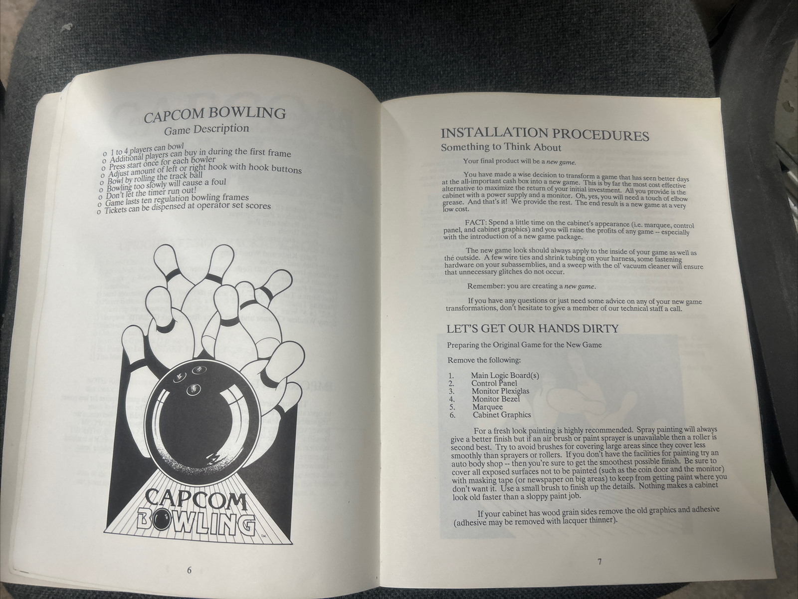 Capcom BOWLING Arcade Video Game Manual - good used original