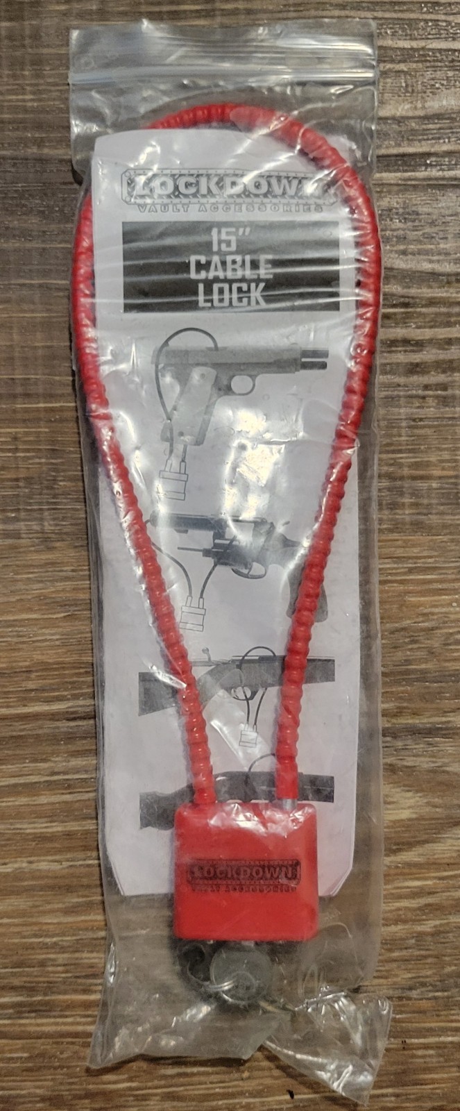 Lockdown 15 Inch Cable Lock Gun Keys Included RED