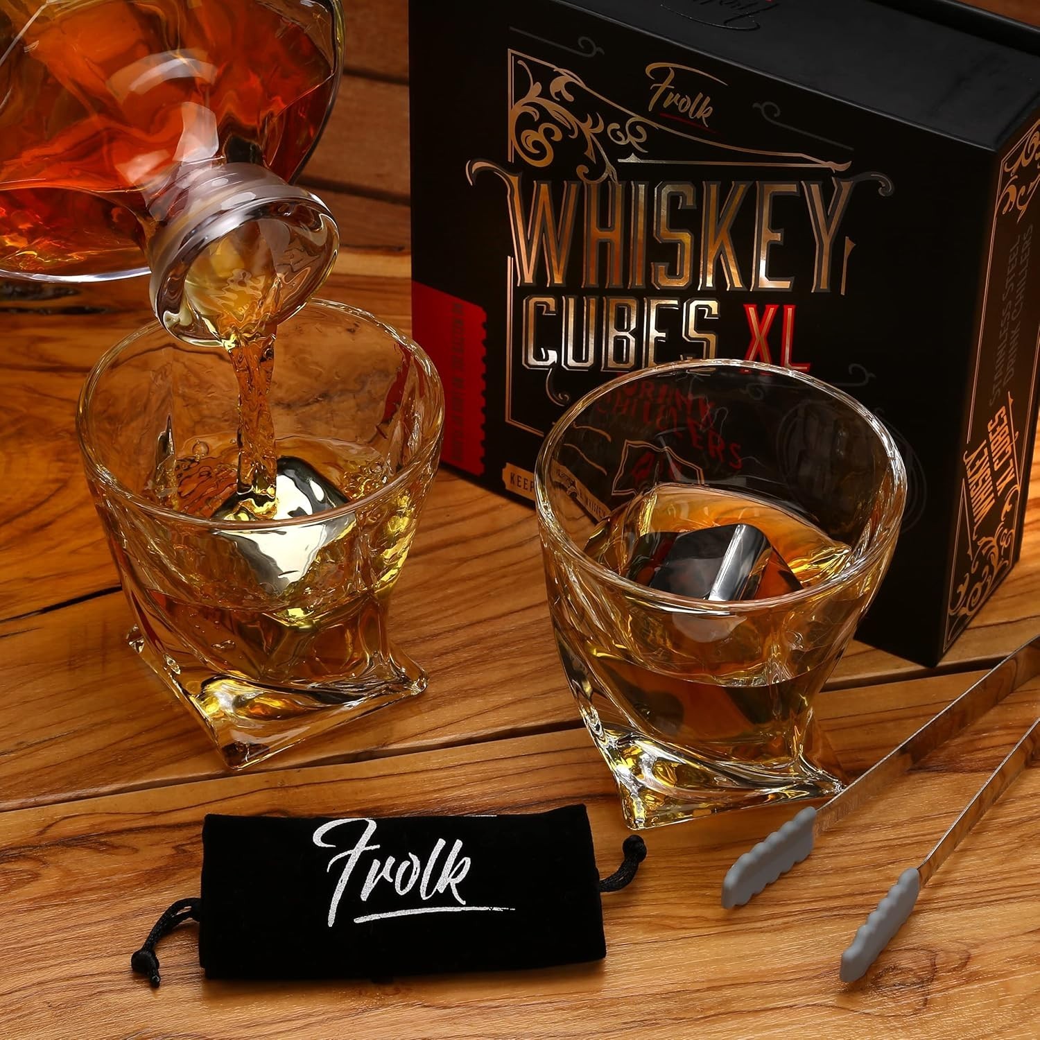 Whiskey Ice Cubes & Special Tongs