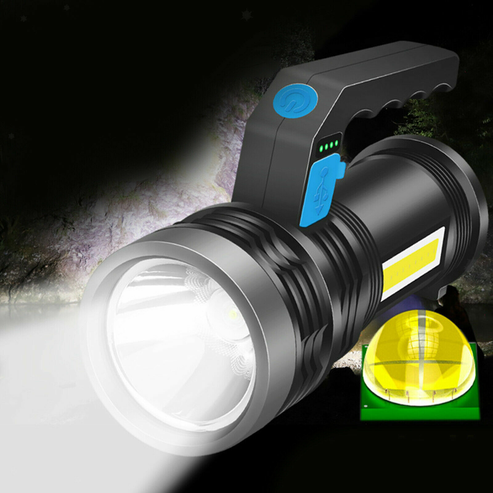 High Powered Ultra Bright LED Torch Rechargeable Security Flashlight Side Light