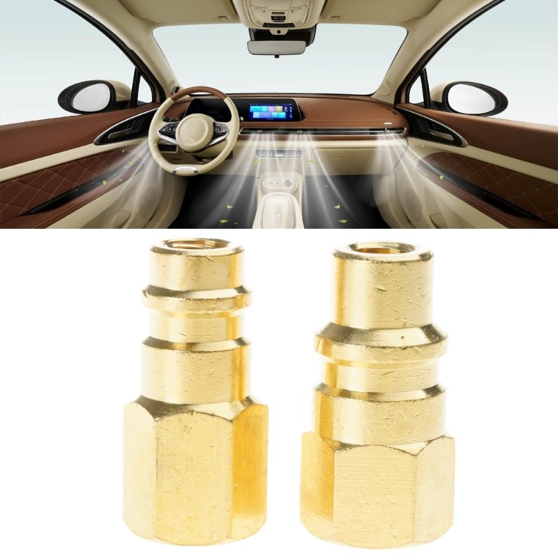 2PCS Car Refrigeration Conversion Kit Metal Threaded Adapters Valves Components
