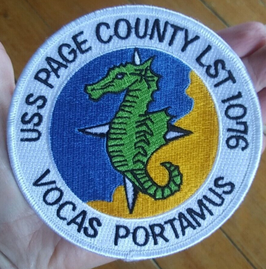 USS PAGE COUNTY LST-1076 VOCASPORTAMUS USN NAVY Tank Landing Ship Military Patch