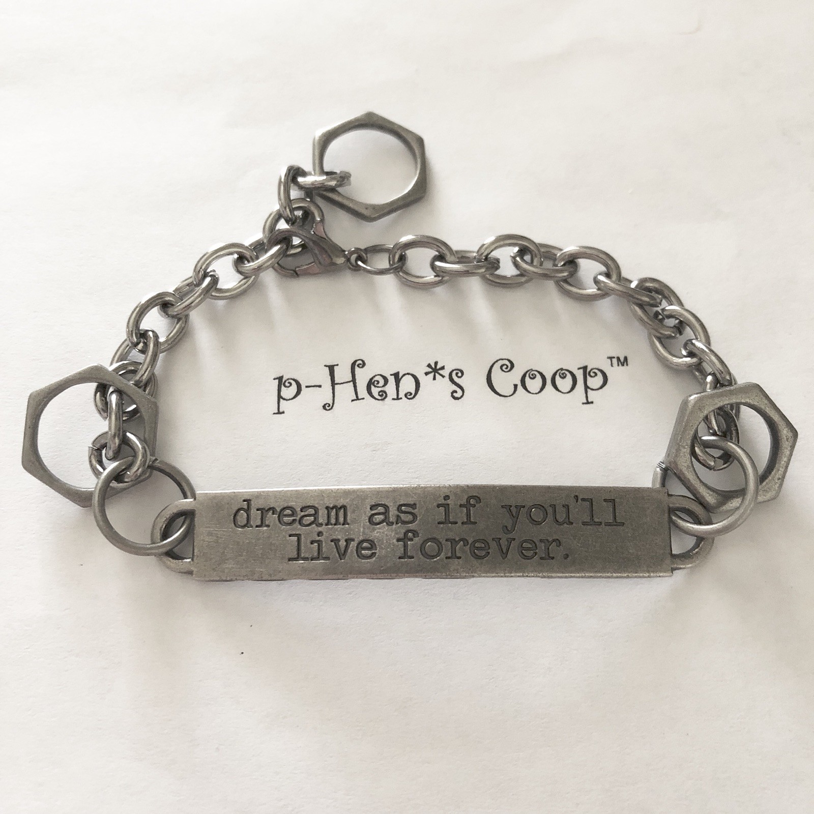 Steampunk Bracelet Word Band ”dream ... Forever” Unisex  handmade USA 658