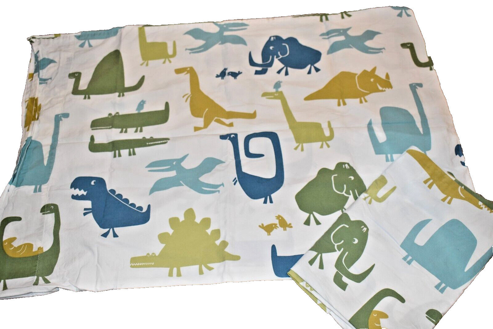 j9 !WOW! Vintage Set of 2 THE LAND OF NOD Dinosaurs Pillow Cases Pair