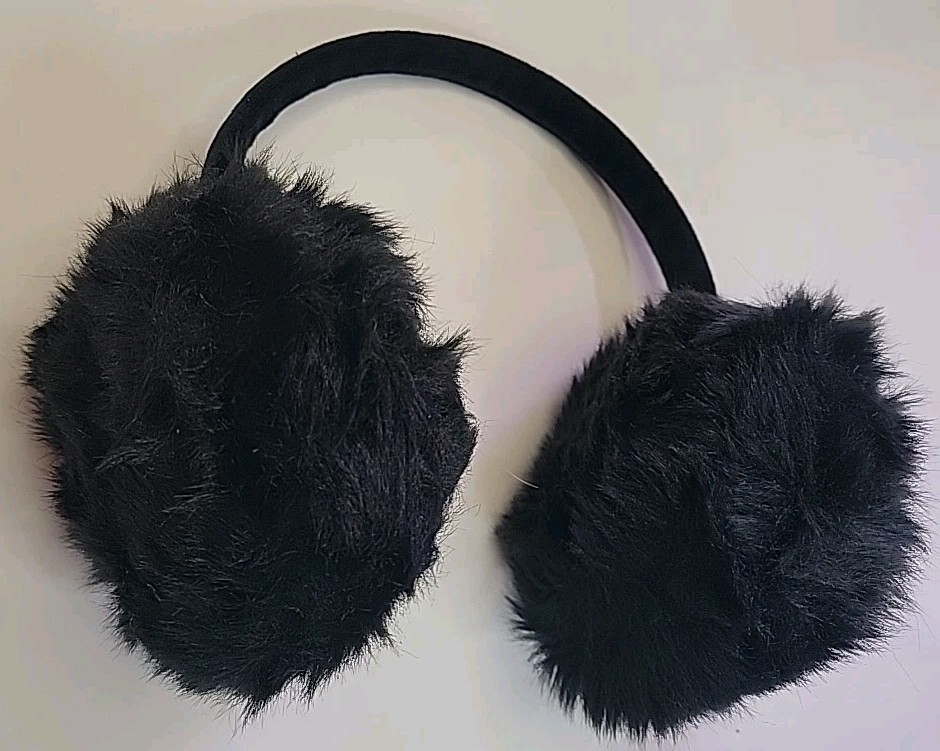 Set Of 2 Faux Fur Black/White Earmuffs Unisex Cold Weather Adult Christmas gift