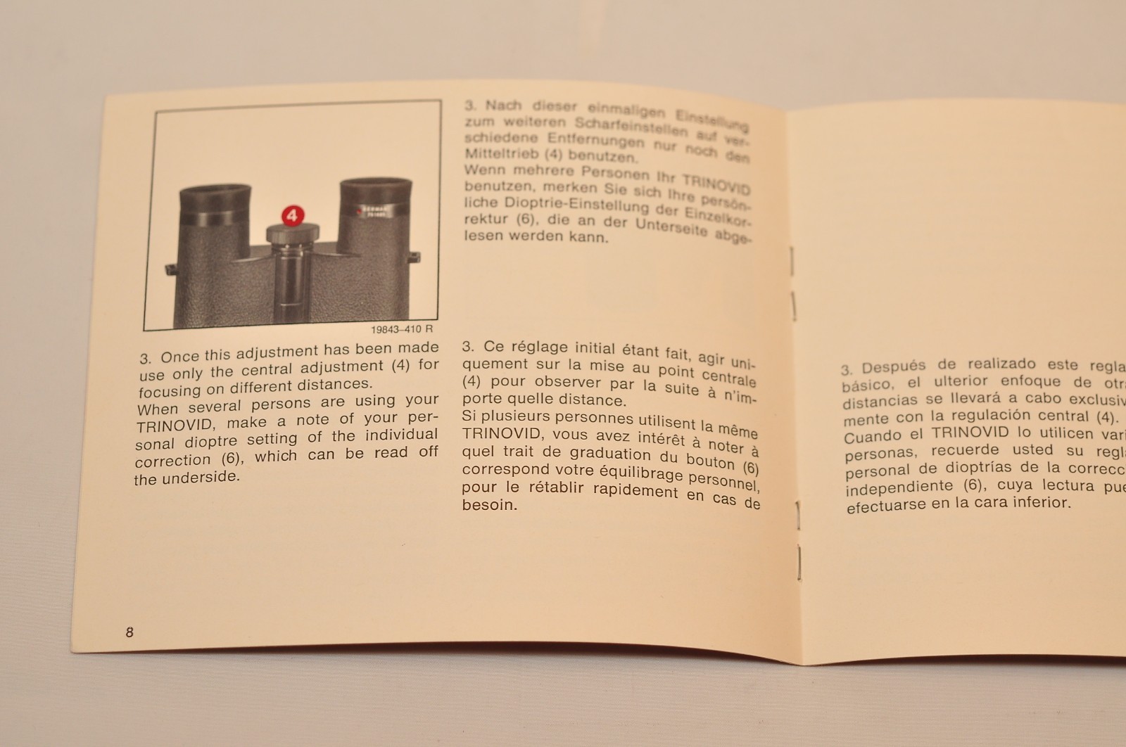 Leitz Trinovid Instructions, c1977, Original, Not A Copy!