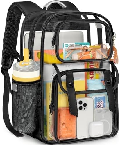 Clear Backpack Heavy Duty Transparent Bookbag, PVC See Through Backpack with ...