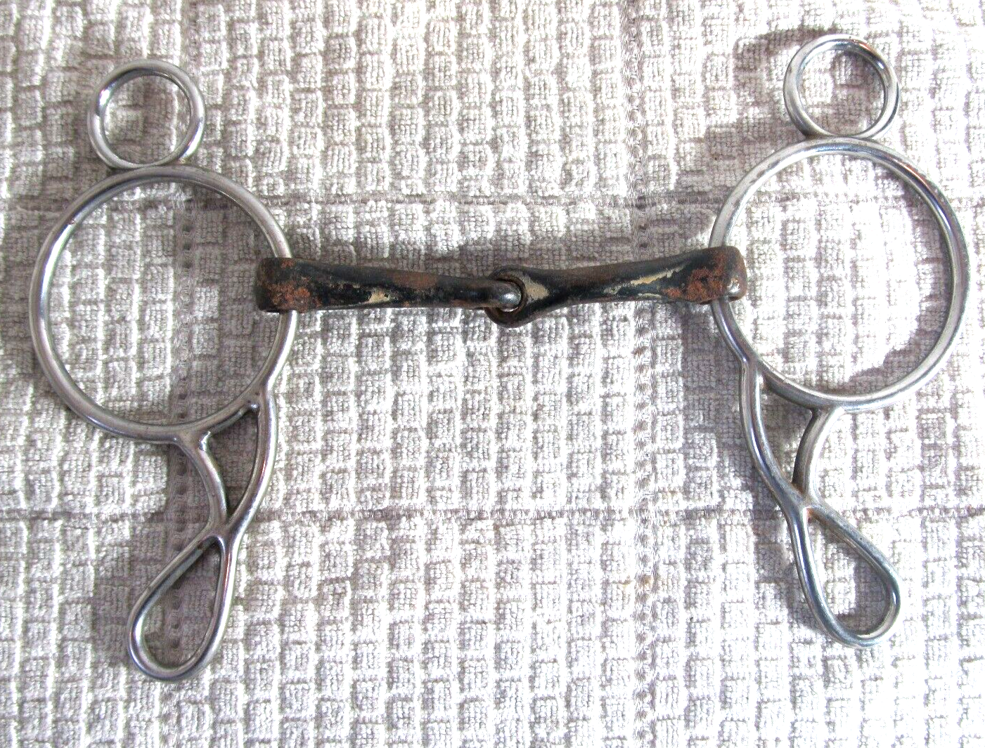 Vintage Sweet Iron Snaffle Gag Bit 4 3/4 in to 5 In Sweet Iron Mouth Horse