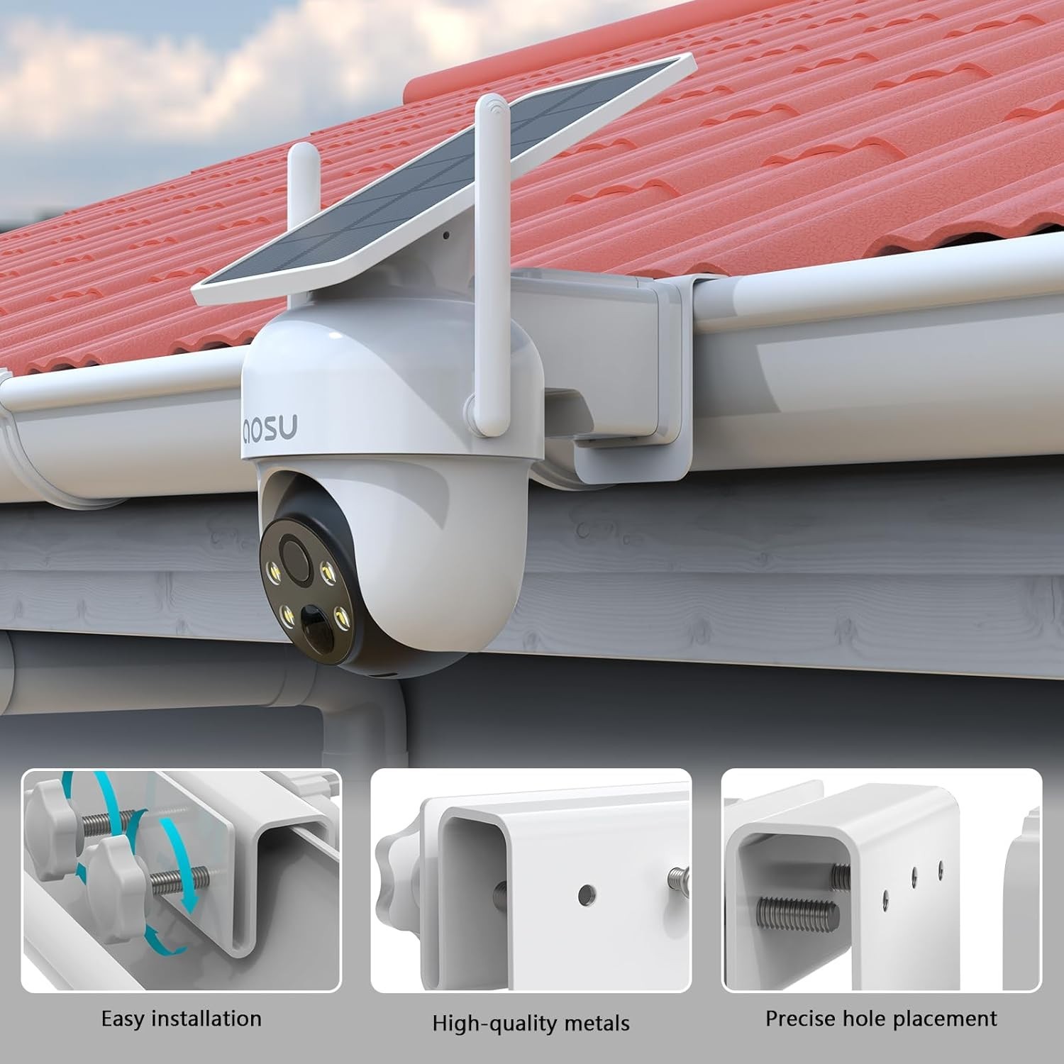 Metal Gutter Mount Bracket for AOSU SolarCam D1 ANSQUE GU01 Camera