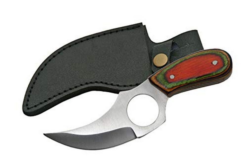 Pakistan Fixed Blade Knife Short Skinner white / Leather Sheath - 202989-MC
