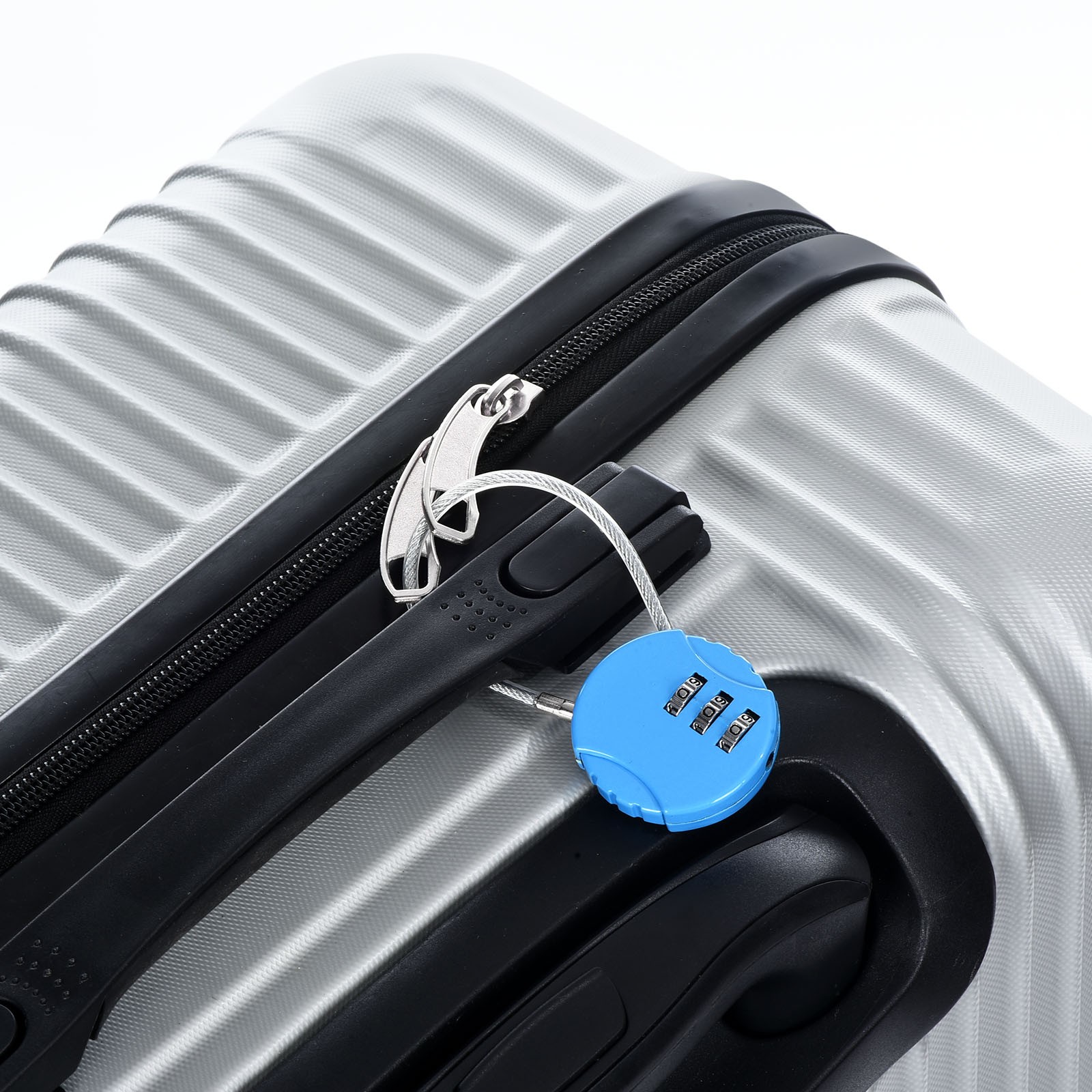 3Pcs Small Combination Lock 3 Digit Luggage Padlock with 4.7 Inch Wire Silver