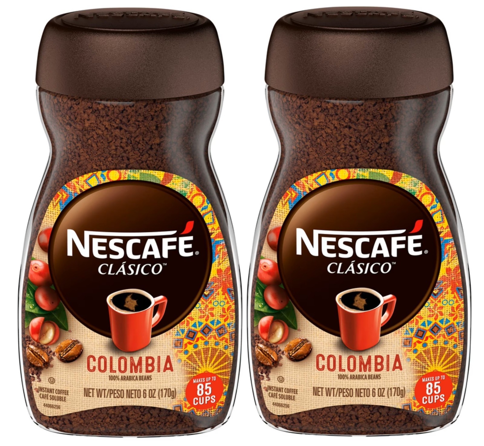 CLÁSICO Colombia, Medium Roast Instant Coffee, 6 oz. Jar (Pack of 2)