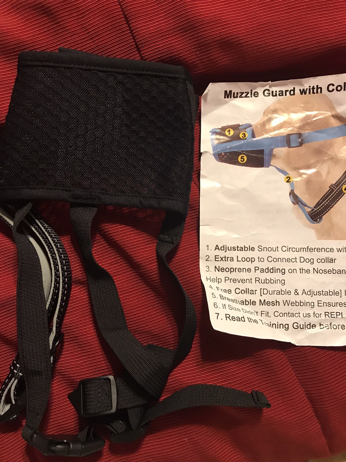 Muzzle Guard with Collar for Dogs Black Size XL. NEW